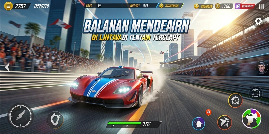 Screenshot utama 2757 menunjukkan aksi balapan yang mendebarkan.