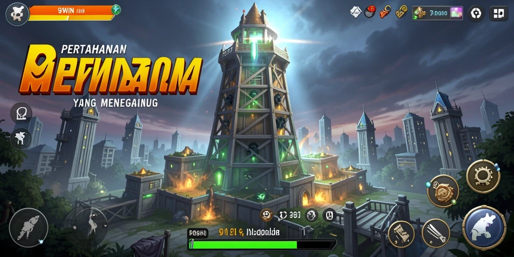 Tangkapan layar menunjukkan aksi menegangkan dari gameplay Tower Defense.