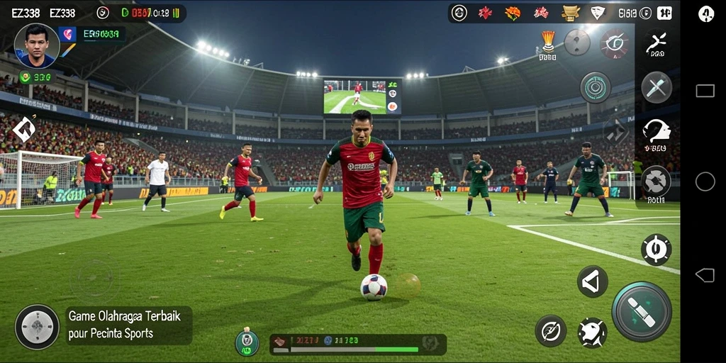Tangkapan layar EZ338 yang menampilkan gameplay olahraga yang seru.