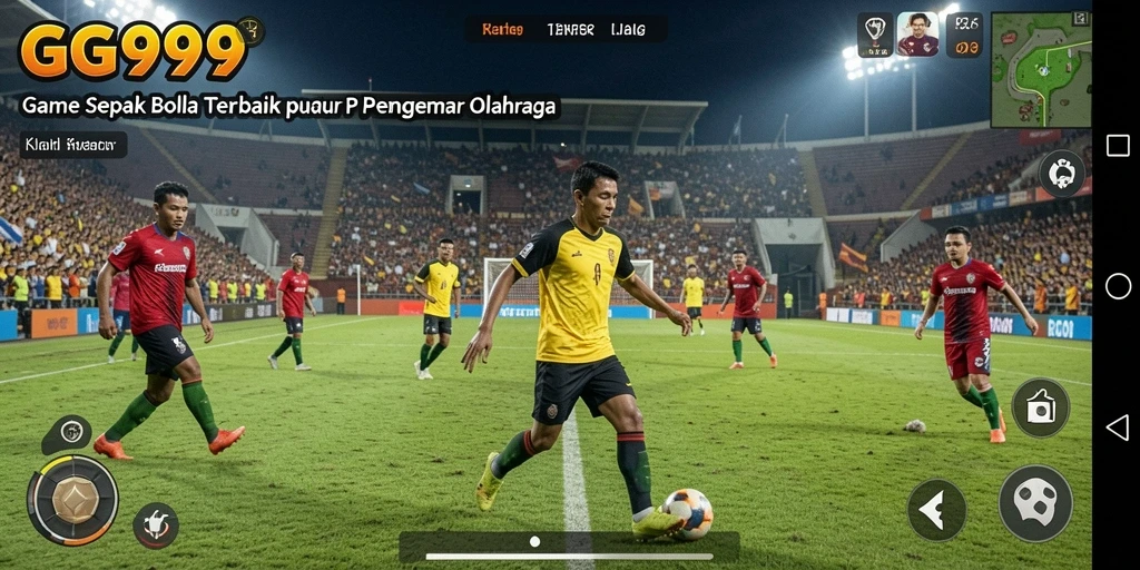 Tampilan gameplay GG999 yang menampilkan aksi seru di lapangan sepak bola.