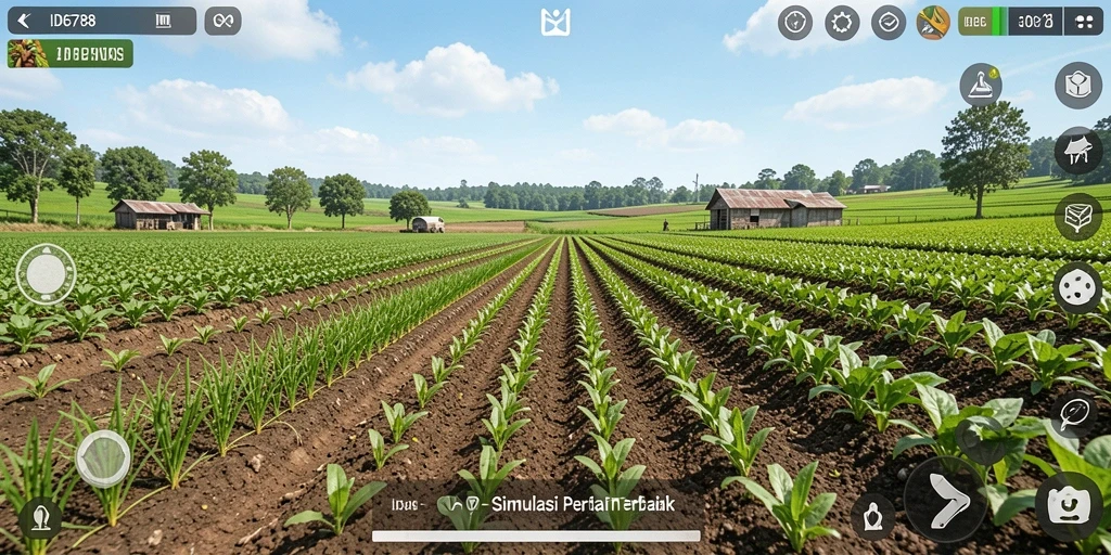 Screenshot gameplay ID6788 yang menunjukkan aktivitas bertani dan panen.