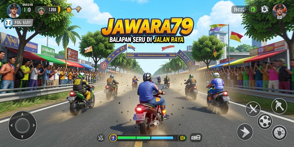Gameplay JAWARA79 menunjukkan balapan seru dan menegangkan.