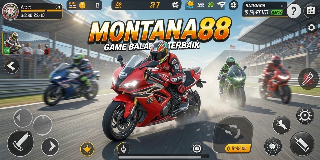 Gameplay menarik MONTANA88 dengan aksi balap motor yang mendebarkan.