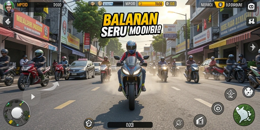 Screenshot utama MPOID menampilkan aksi balapan motor yang mendebarkan.