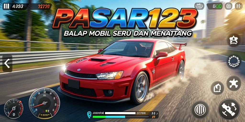 Tampilan gameplay PASAR123 yang seru dan penuh aksi balap.