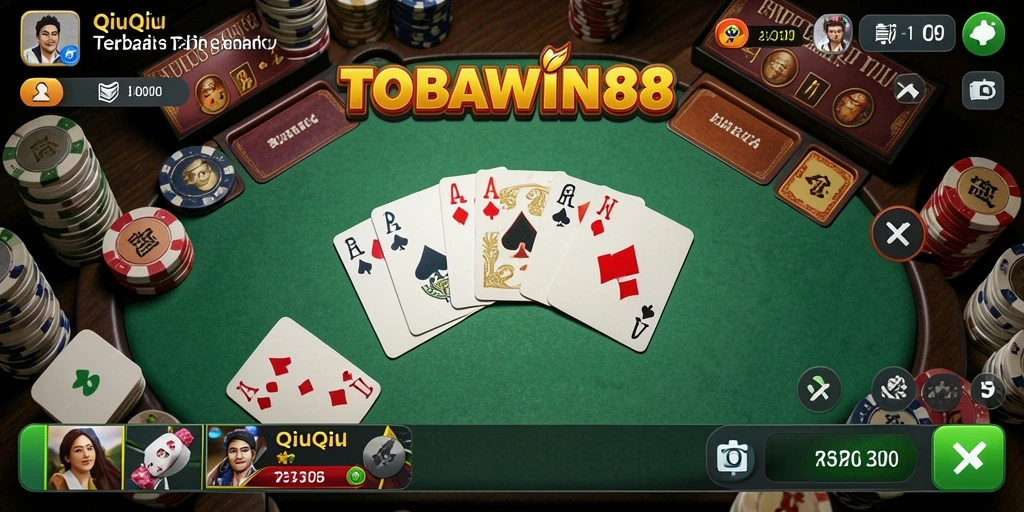 Screenshot gameplay TOBAWIN88 yang menampilkan serunya permainan QiuQiu.