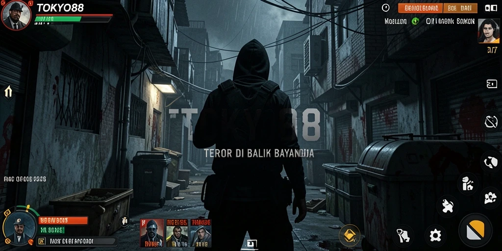 Screenshot TOKYO88 dengan suasana mencekam dan gameplay menyeramkan.